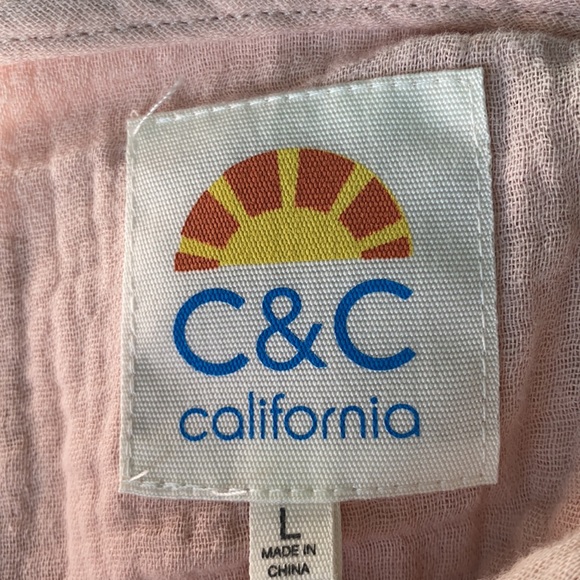 C & C California pale dusty pink hooded shirt Size Large. NWT - Picture 8 of 9